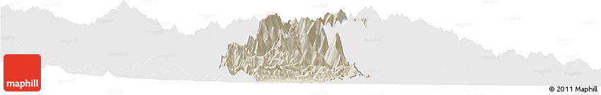 Shaded Relief Horizon Map of Guan Xian, cropped outside