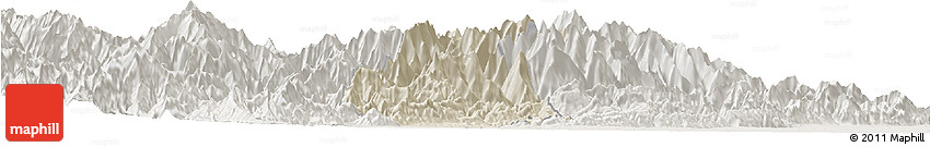 Shaded Relief Horizon Map of Guan Xian, lighten