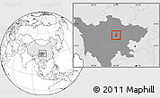 Blank Location Map of Guan Xian, highlighted country, highlighted parent region