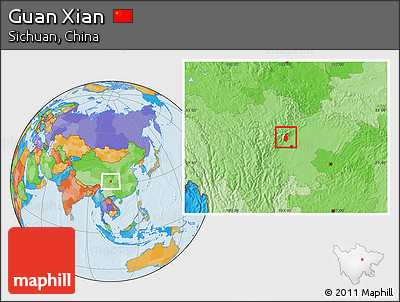 Political Location Map of Guan Xian