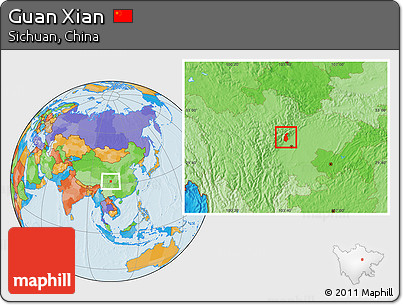Political Location Map of Guan Xian