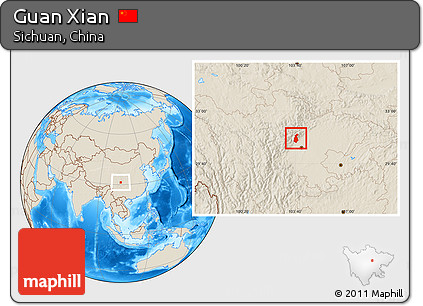Shaded Relief Location Map of Guan Xian