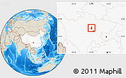 Shaded Relief Location Map of Guan Xian, highlighted country