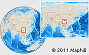 Shaded Relief Location Map of Guan Xian, highlighted parent region, within the entire country