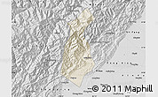 Shaded Relief Map of Guan Xian, desaturated