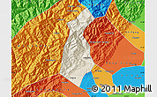 Shaded Relief Map of Guan Xian, political outside
