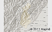 Shaded Relief Map of Guan Xian, semi-desaturated