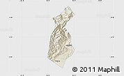 Shaded Relief Map of Guan Xian, single color outside