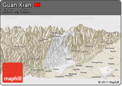 Classic Style Panoramic Map of Guan Xian