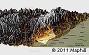 Physical Panoramic Map of Guan Xian, darken