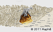 Physical Panoramic Map of Guan Xian, shaded relief outside