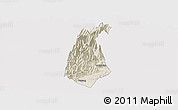 Shaded Relief Panoramic Map of Guan Xian, cropped outside