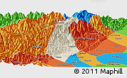 Shaded Relief Panoramic Map of Guan Xian, political outside