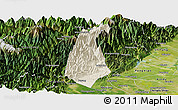 Shaded Relief Panoramic Map of Guan Xian, satellite outside