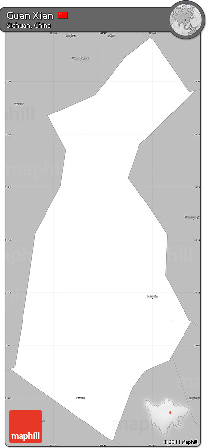 Gray Simple Map of Guan Xian