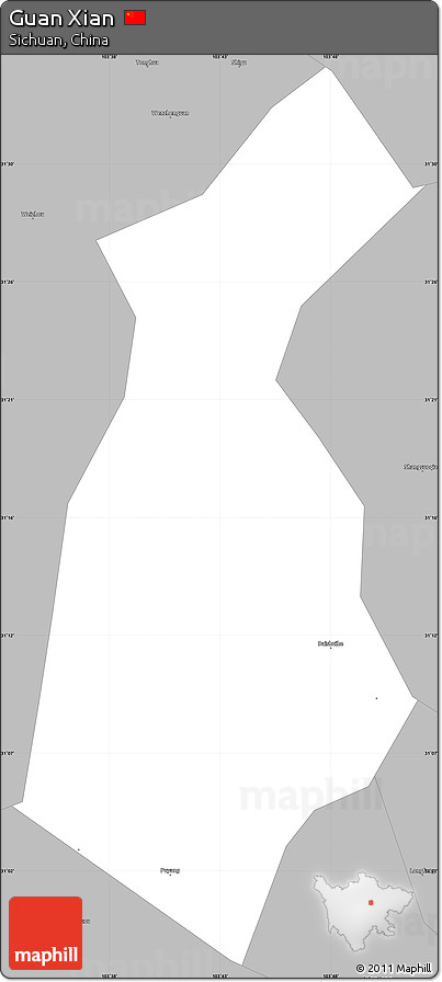 Gray Simple Map of Guan Xian