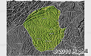 Satellite 3D Map of Jiange, desaturated