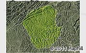 Satellite 3D Map of Jiange, semi-desaturated