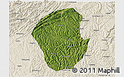 Satellite 3D Map of Jiange, shaded relief outside