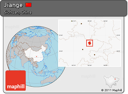 Gray Location Map of Jiange, highlighted country