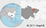 Gray Location Map of Jiange, highlighted country, highlighted parent region