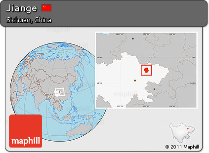 Gray Location Map of Jiange, highlighted parent region