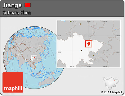 Gray Location Map of Jiange, highlighted parent region