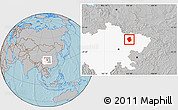 Gray Location Map of Jiange, highlighted parent region, hill shading