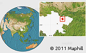 Satellite Location Map of Jiange, highlighted parent region