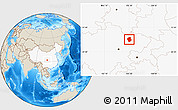 Shaded Relief Location Map of Jiange, highlighted country