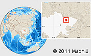 Shaded Relief Location Map of Jiange, highlighted parent region