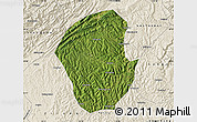 Satellite Map of Jiange, shaded relief outside