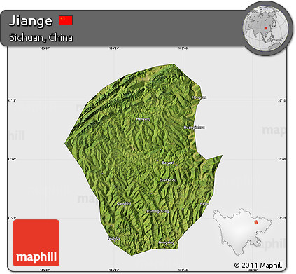 Satellite Map of Jiange, single color outside