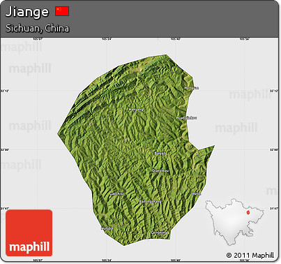 Satellite Map of Jiange, single color outside