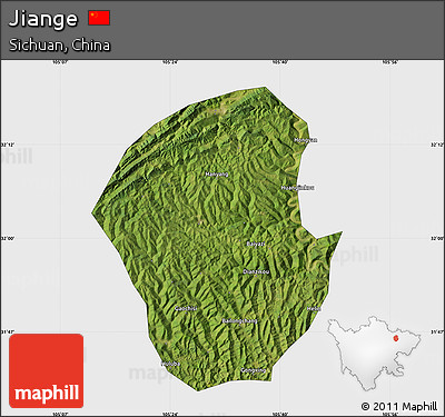 Satellite Map of Jiange, single color outside