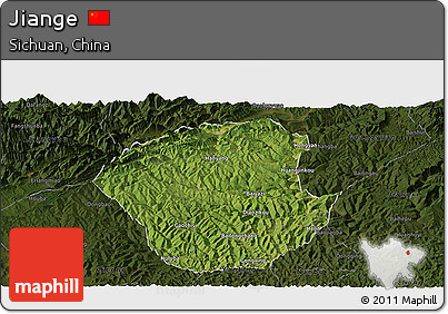 Satellite Panoramic Map of Jiange, darken