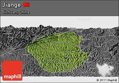 Satellite Panoramic Map of Jiange, desaturated