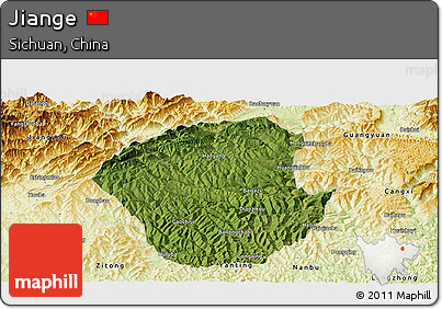 Satellite Panoramic Map of Jiange, physical outside