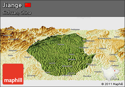 Satellite Panoramic Map of Jiange, physical outside