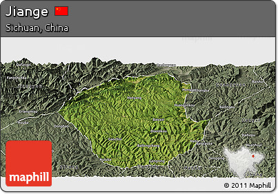 Satellite Panoramic Map of Jiange, semi-desaturated