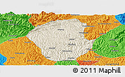Shaded Relief Panoramic Map of Jiange, political outside