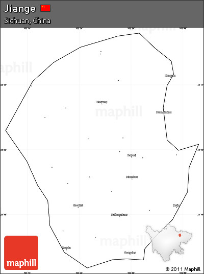 Blank Simple Map of Jiange, cropped outside
