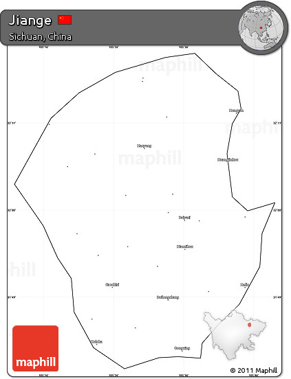 Blank Simple Map of Jiange, cropped outside