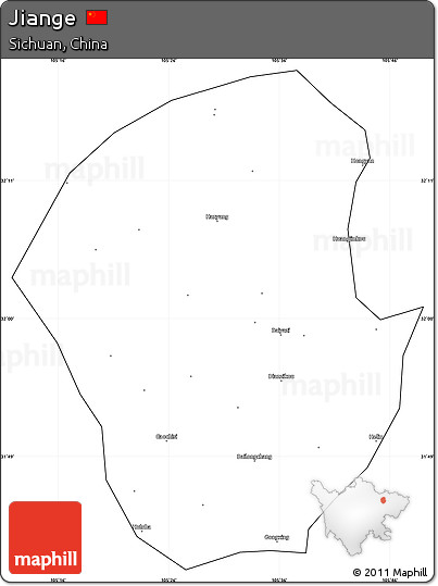 Blank Simple Map of Jiange, cropped outside