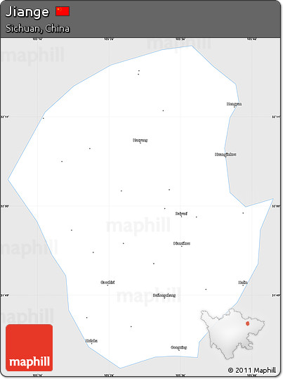 Silver Style Simple Map of Jiange, single color outside