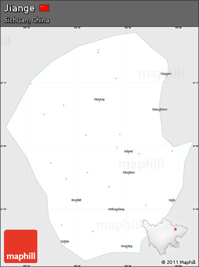 Silver Style Simple Map of Jiange, single color outside