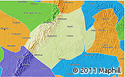 Physical 3D Map of Jianyang, political outside