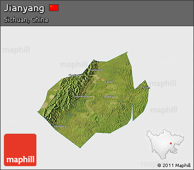 Satellite 3D Map of Jianyang, single color outside