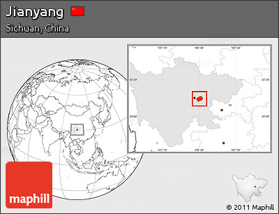 Blank Location Map of Jianyang, highlighted parent region