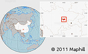 Gray Location Map of Jianyang, highlighted country, hill shading